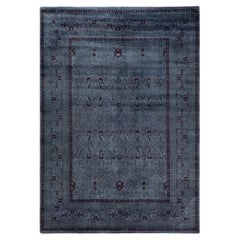 Contemporary Overdyed Hand Knotted Wool Gray Area Rug