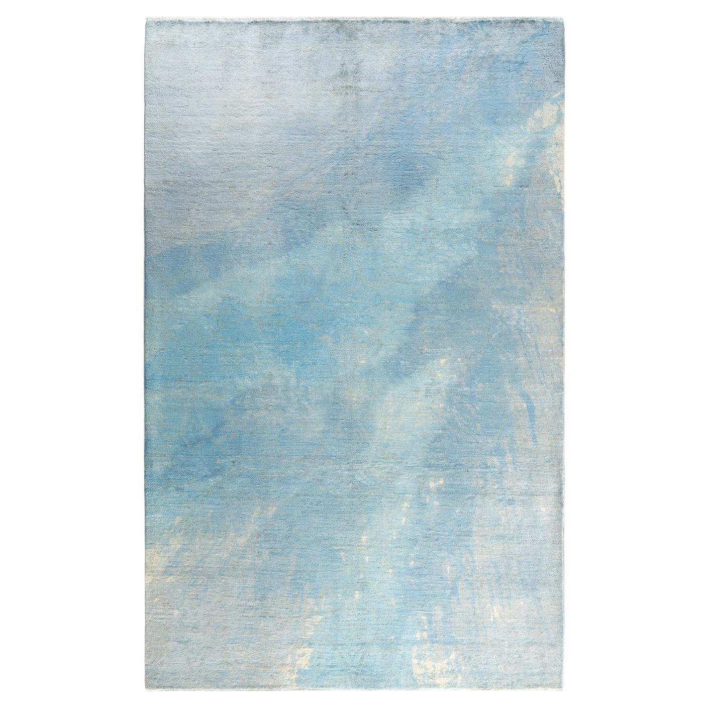 Alfombra de lana teñida a mano gris contemporánea