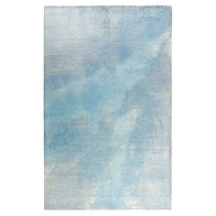 Alfombra de lana teñida a mano gris contemporánea