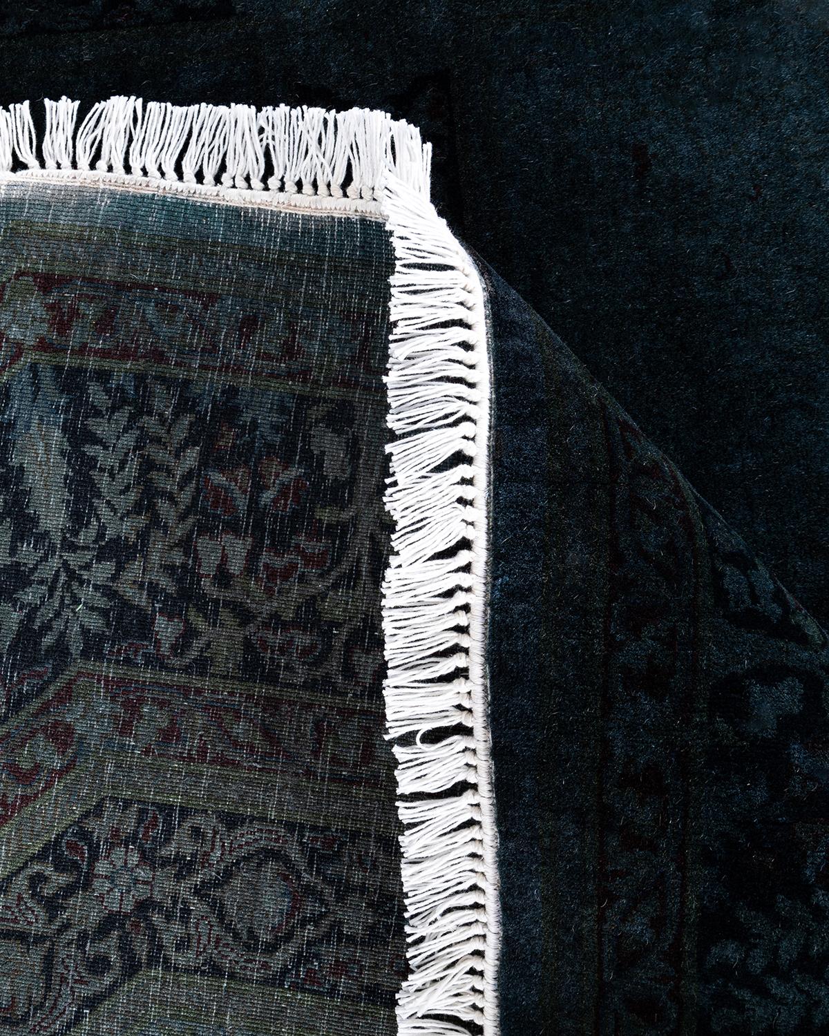 Laine Contemporary Overdyed Hand Knotted Wool Gray Octagon Area Rug 5' 1