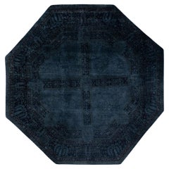 Contemporary Overdyed Hand Knotted Wool Gray Octagon Area Rug 5' 1" x 5' 1"