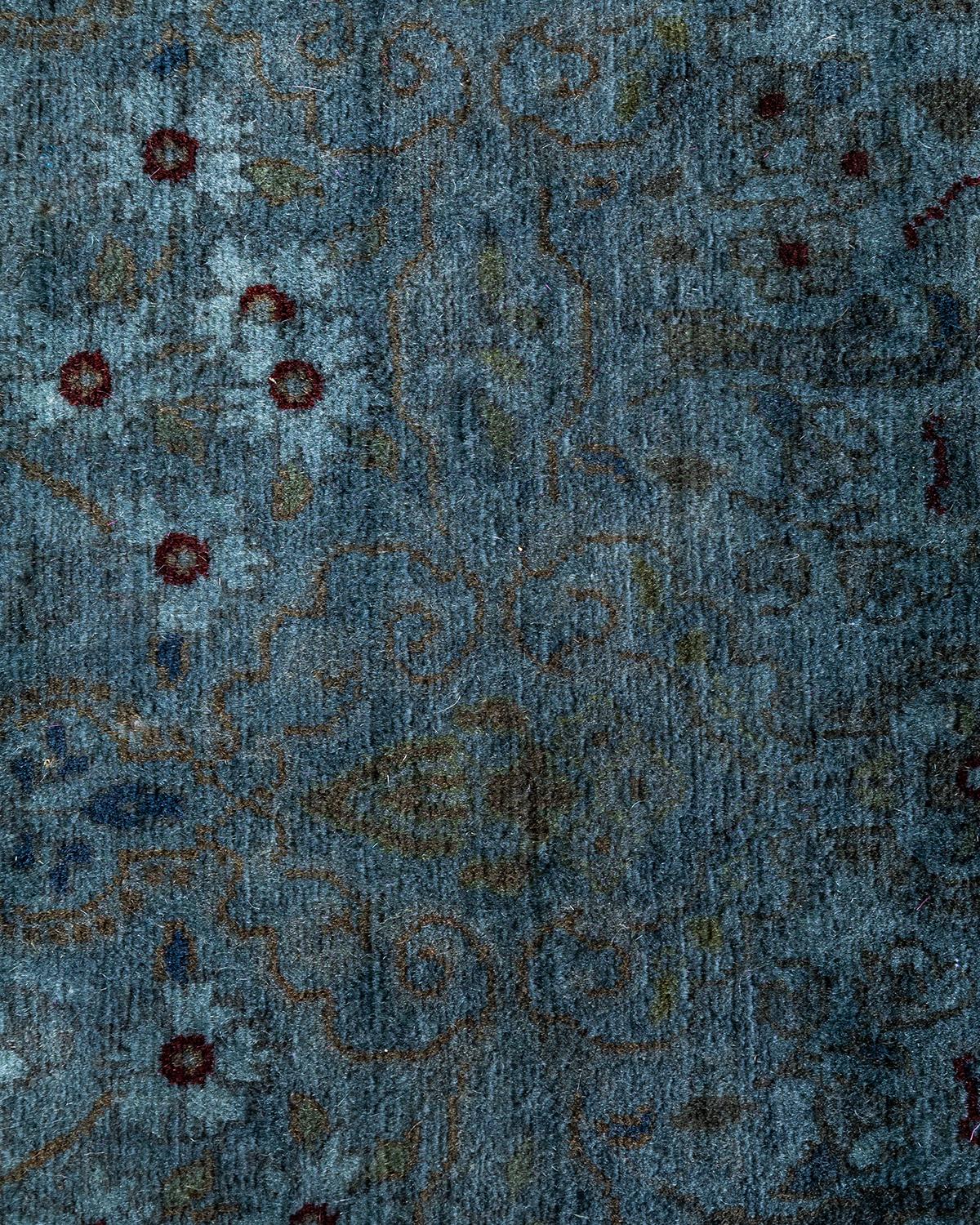 Zeitgenössische Overdyed handgeknüpfte Wolle grau Octagon Bereich Teppich 6' 1