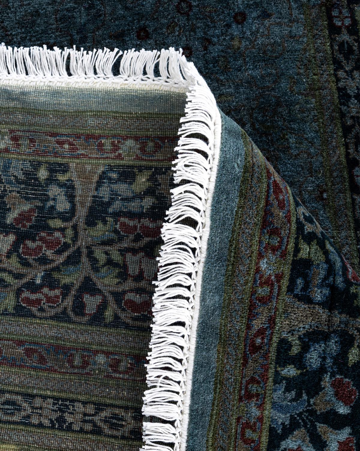 Zeitgenössische Overdyed handgeknüpfte Wolle grau Octagon Bereich Teppich 6' 1
