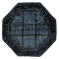Contemporary Overdyed Hand Knotted Wool Gray Octagon Area Rug 6' 1" x 6' 1"