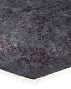 Alfombra Octogonal Contemporánea de Lana Teñida a Mano Gris