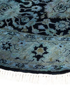 Contemporary Overdyed Hand Knotted Wool Gray Oval Area Rug (tapis ovale en laine surteintée)
