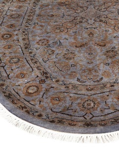 Contemporary Overdyed Hand Knotted Wool Gray Oval Area Rug (tapis ovale en laine surteintée)