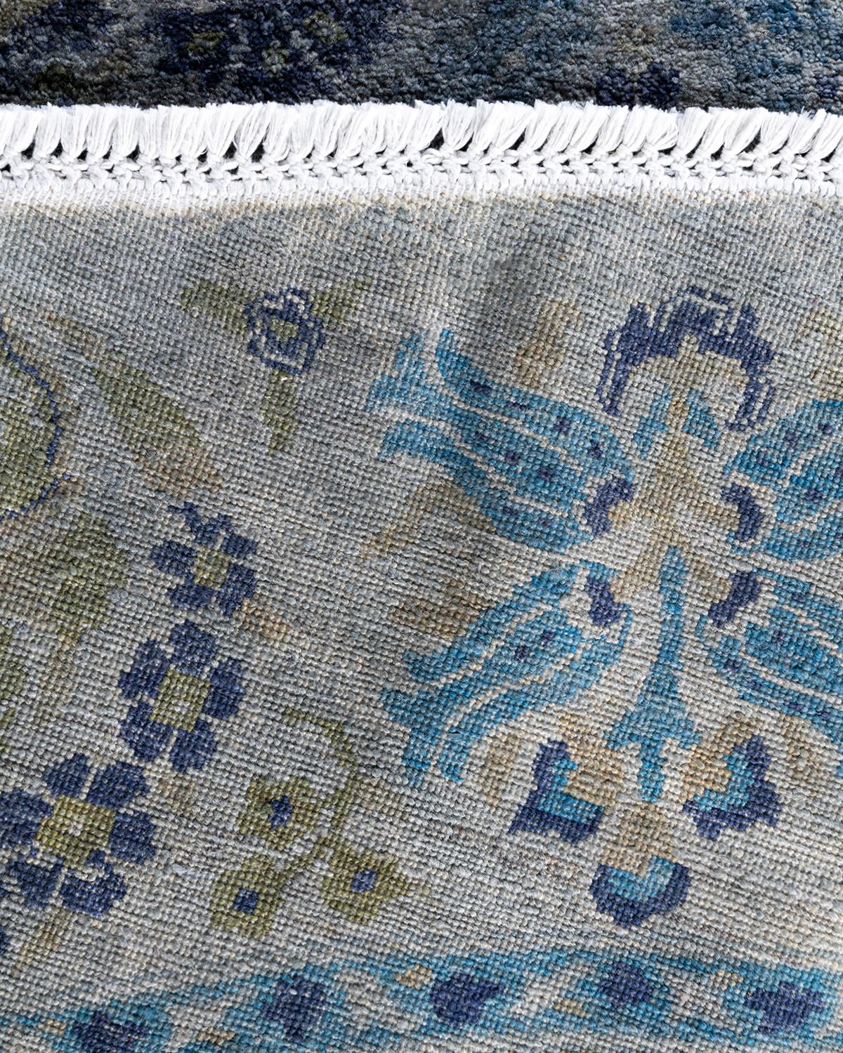 Zeitgenössische Overdyed handgeknüpfte Wolle Gray Runde Bereich Teppich 8' 1