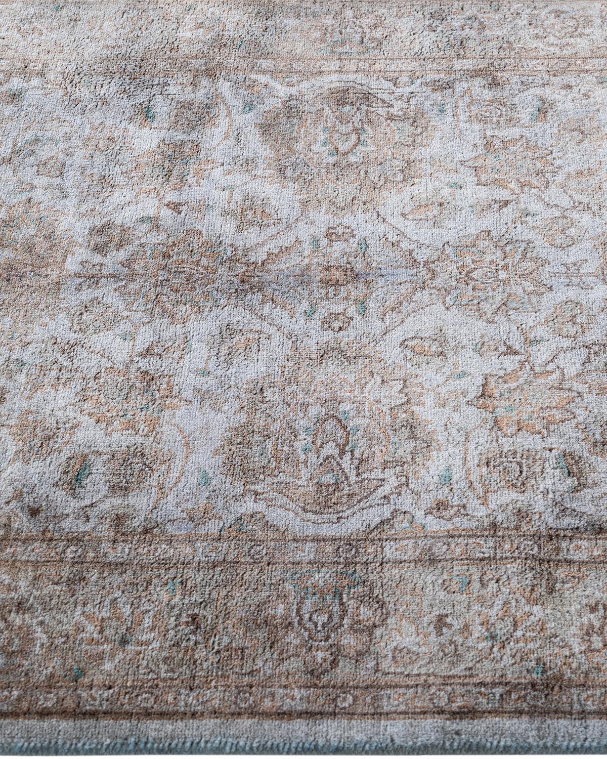 Contemporary Overdyed Hand Knotted Wool Gray Runner 2' 7
