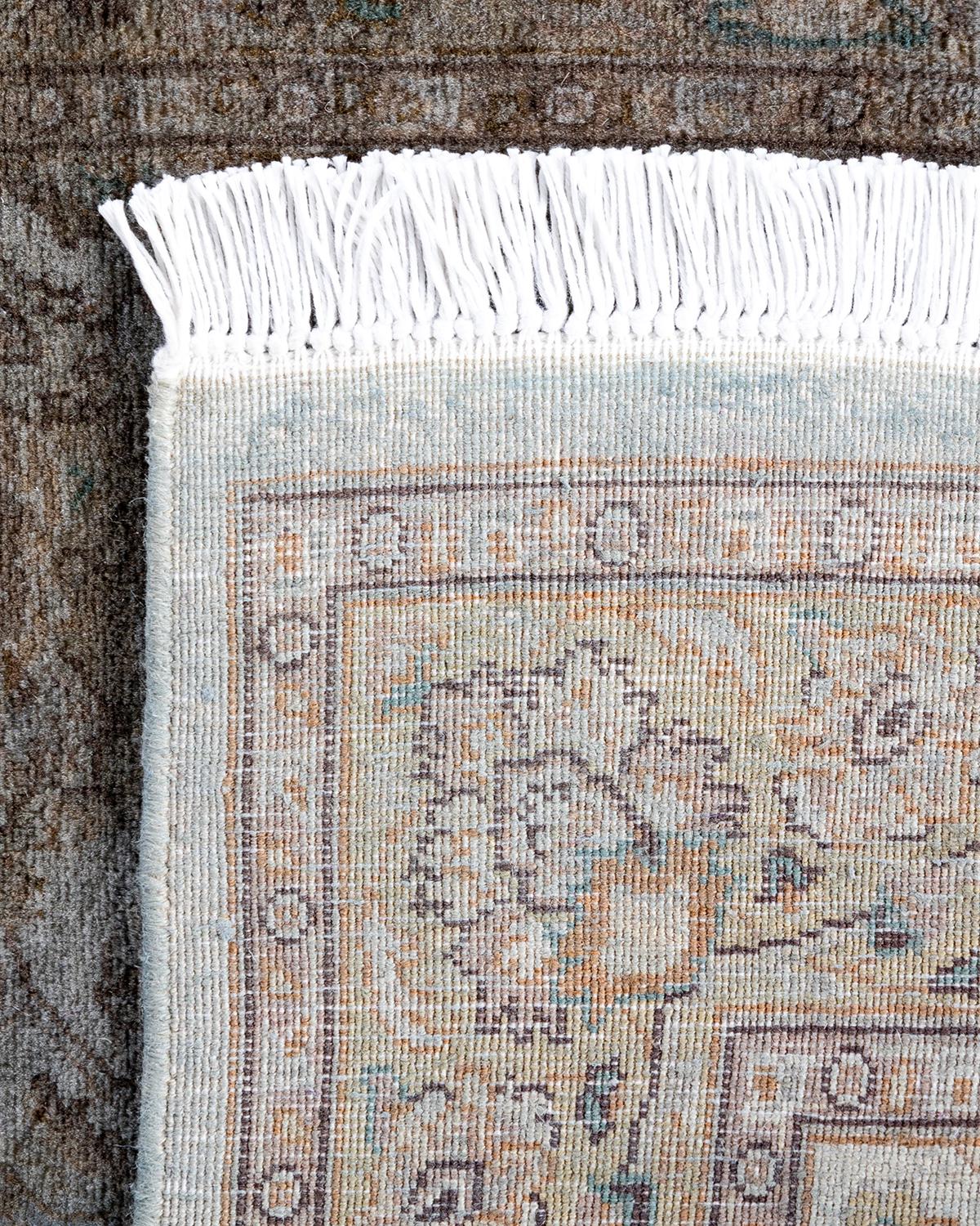 Contemporary Overdyed Hand Knotted Wool Gray Runner 2' 7