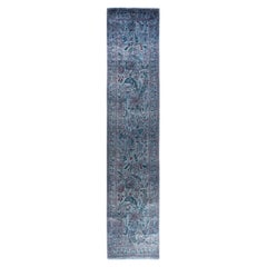 Contemporary Overdyed Alfombra de lana anudada a mano Gris 2' 7" x 12' 8"