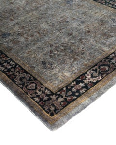 Contemporary Overdyed Hand Knotted Wool Gray Runner