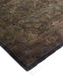 Contemporary Overdyed Hand Knotted Wool Gray Runner