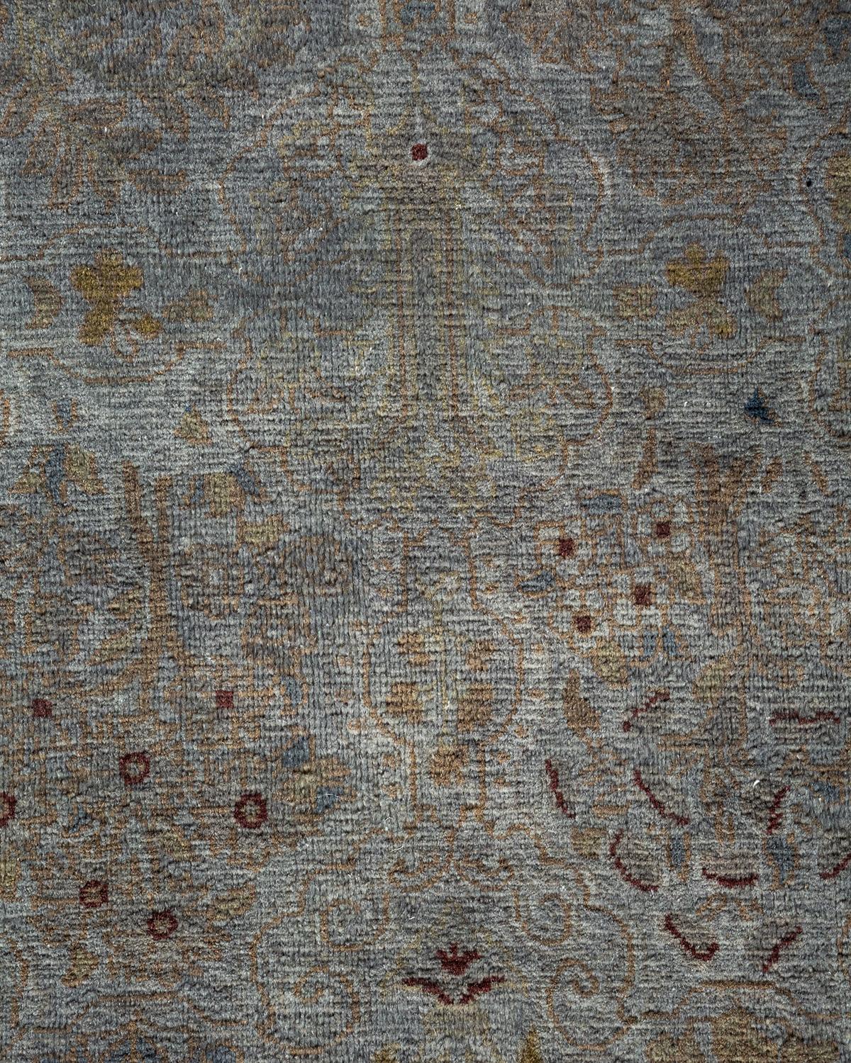 Traves de Mesa Contemporáneo Overdyed Hand Knotted Lana Gris Pakistaní en venta