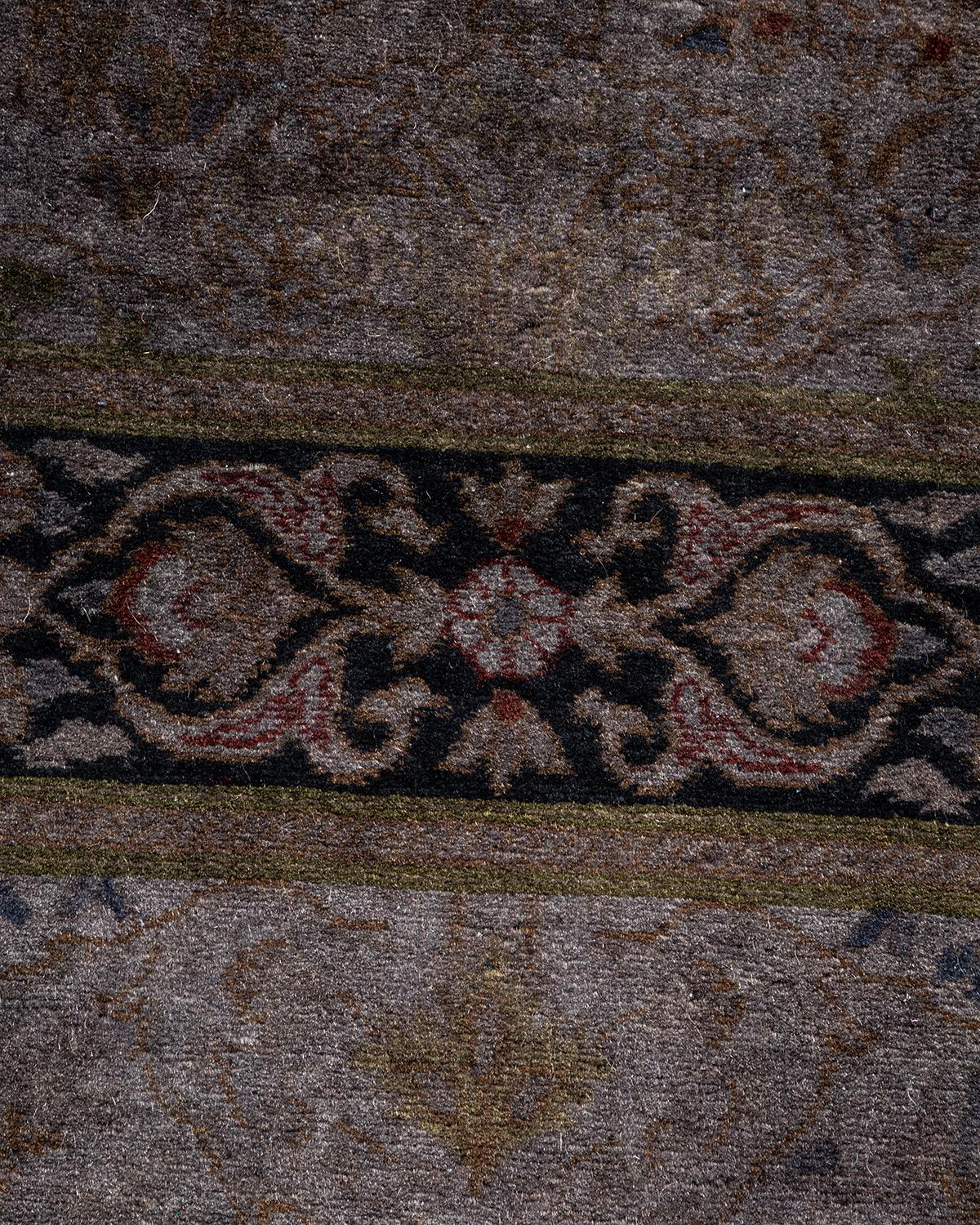 Traves de Mesa Contemporáneo Overdyed Hand Knotted Lana Gris Pakistaní en venta