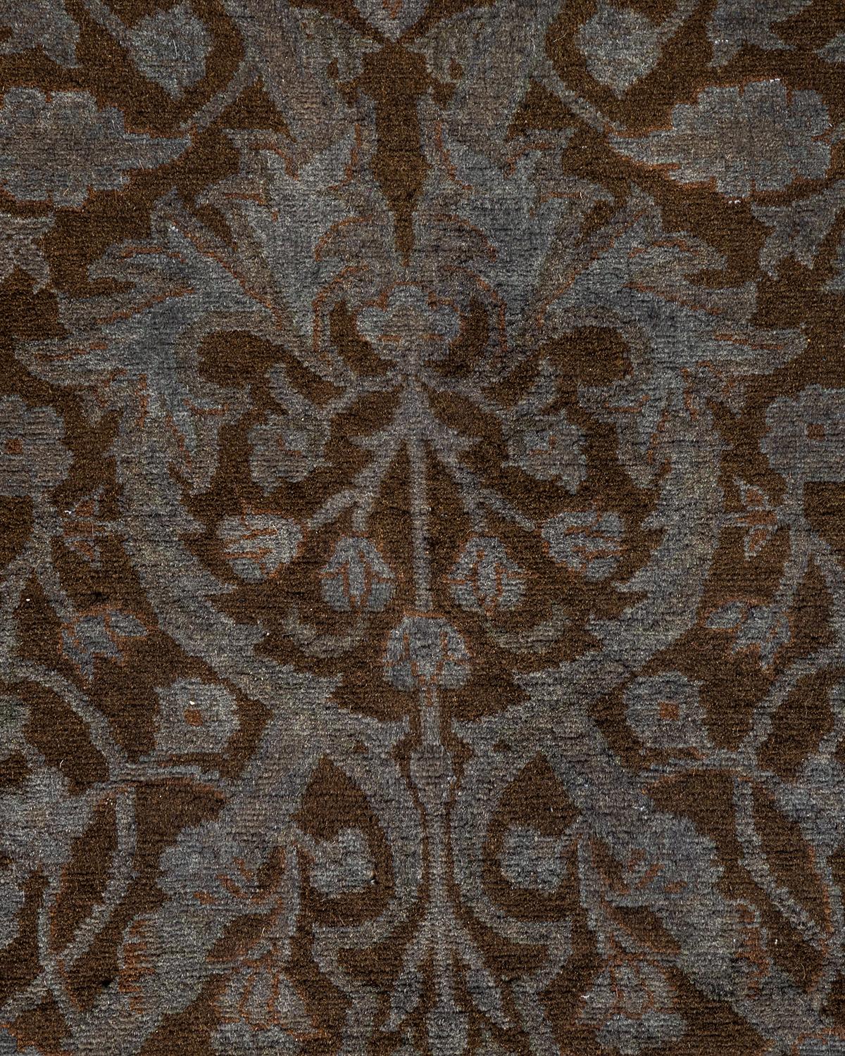 Traves de Mesa Contemporáneo Overdyed Hand Knotted Lana Gris Pakistaní en venta