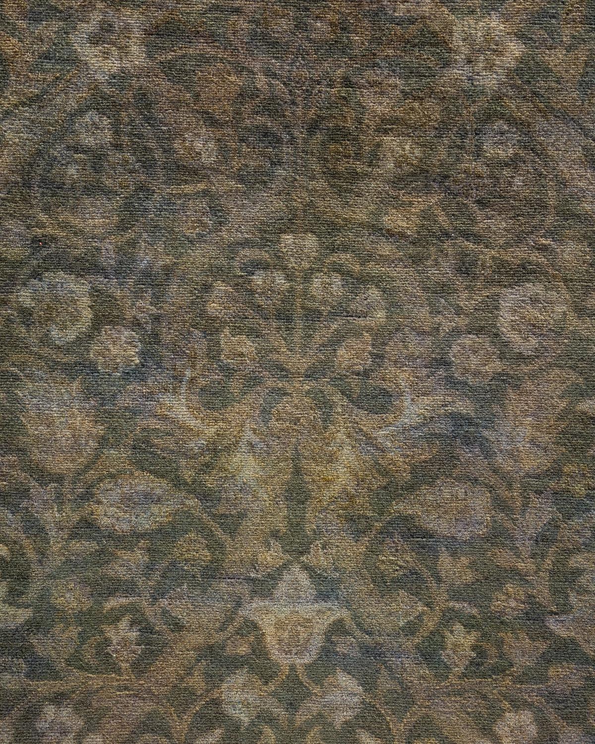 Traves de Mesa Contemporáneo Overdyed Hand Knotted Lana Gris Pakistaní en venta