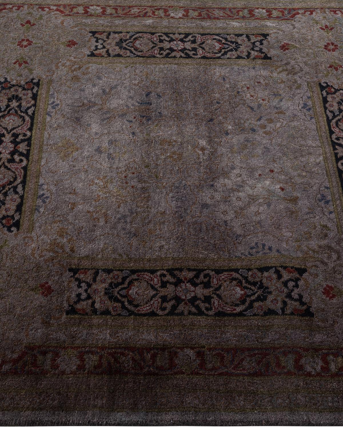 Contemporary Overdyed Hand Knotted Wool Gray Runner In New Condition For Sale In Norwalk, CT