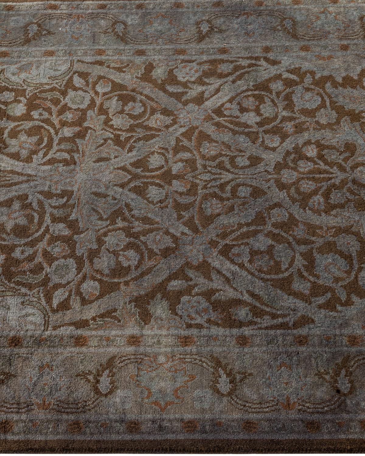 Contemporary Overdyed Hand Knotted Wool Gray Runner In New Condition For Sale In Norwalk, CT