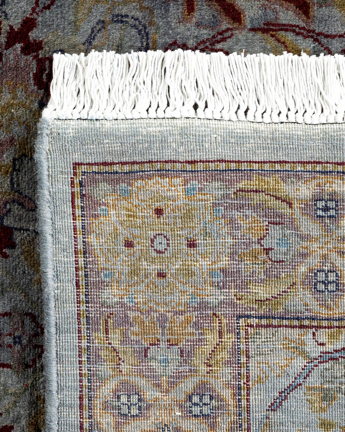 Contemporary Overdyed Hand Knotted Wool Gray Runner (21. Jahrhundert und zeitgenössisch) im Angebot