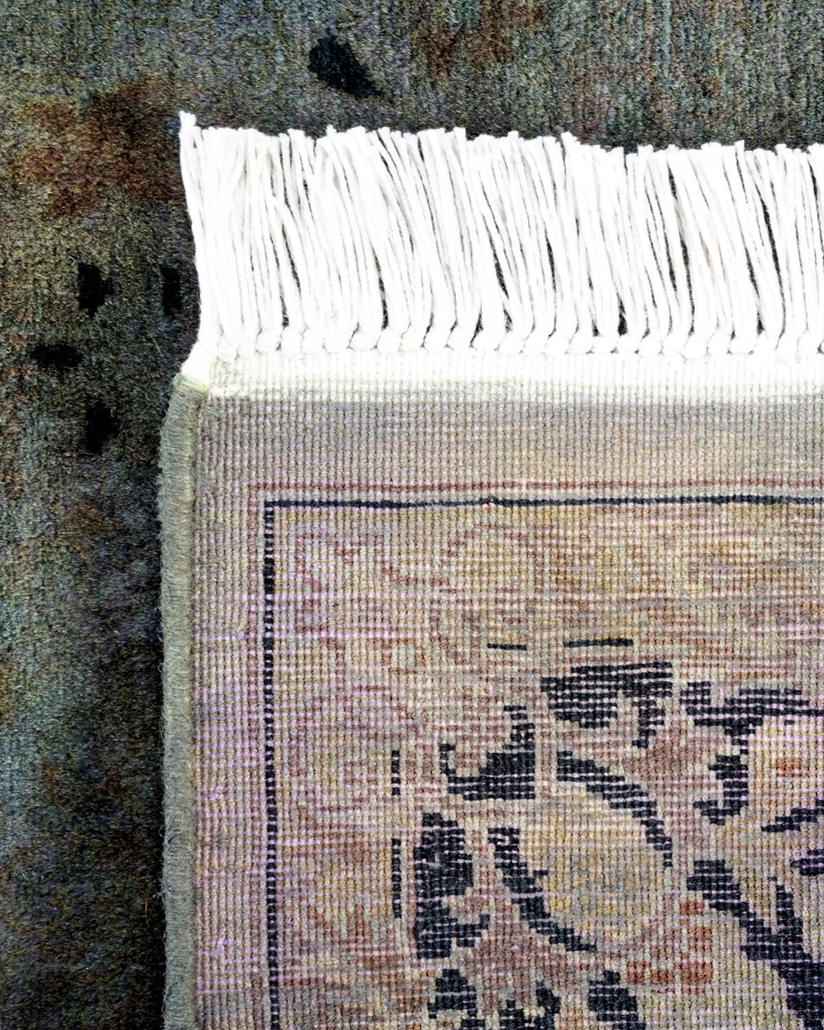 Traves de Mesa Contemporáneo Overdyed Hand Knotted Lana Gris Siglo XXI y contemporáneo en venta