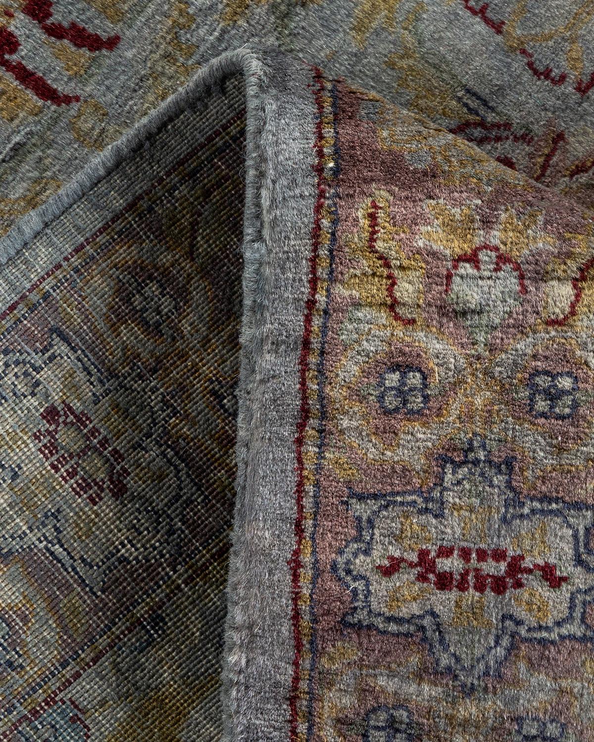 Contemporary Overdyed Hand Knotted Wool Gray Runner (Wolle) im Angebot