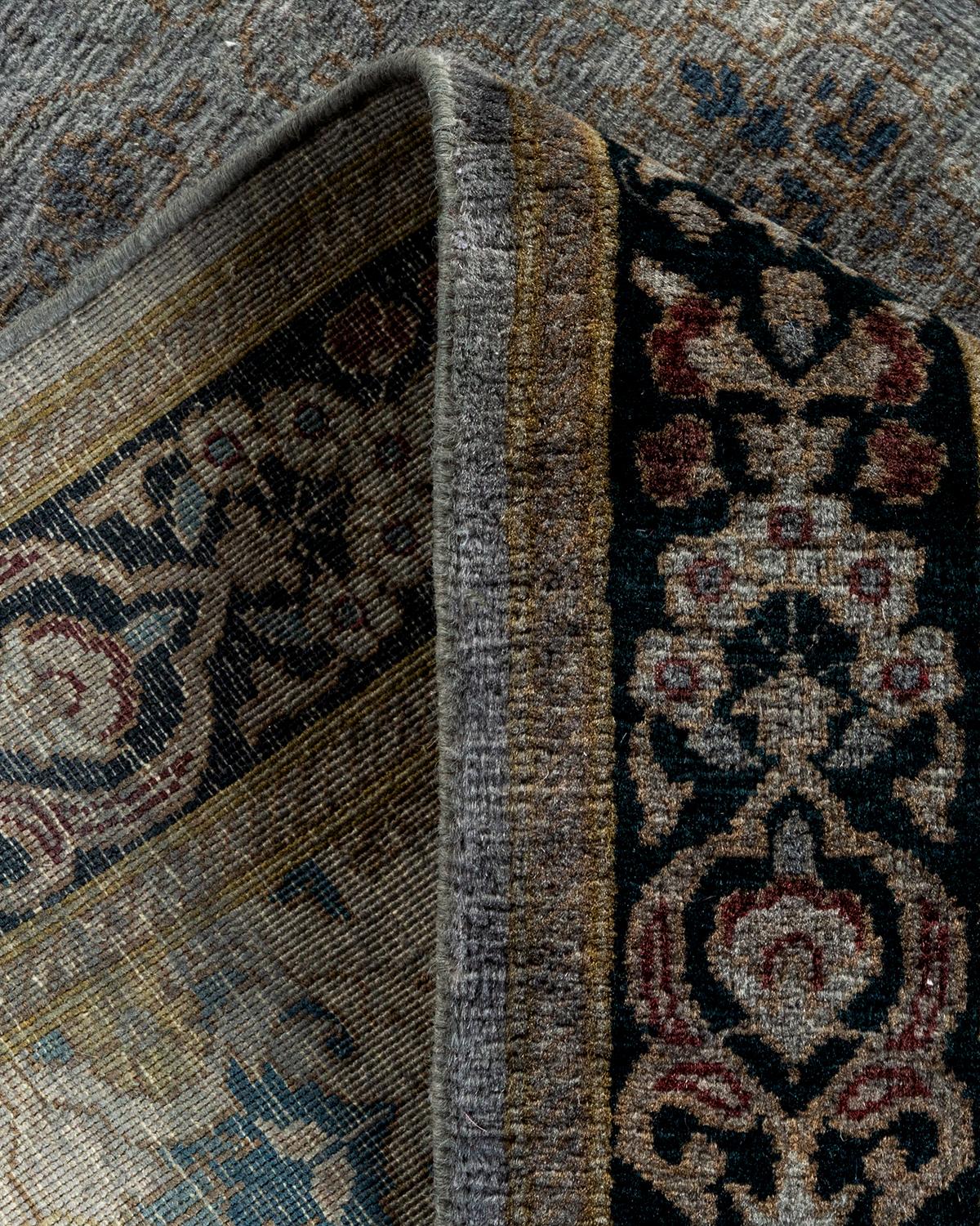 Traves de Mesa Contemporáneo Overdyed Hand Knotted Lana Gris en venta 1