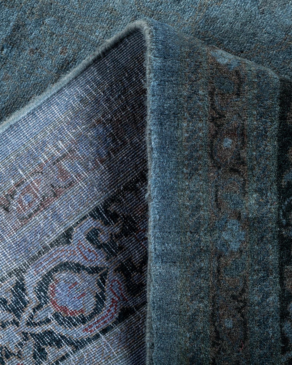 Traves de Mesa Contemporáneo Overdyed Hand Knotted Lana Gris en venta 1