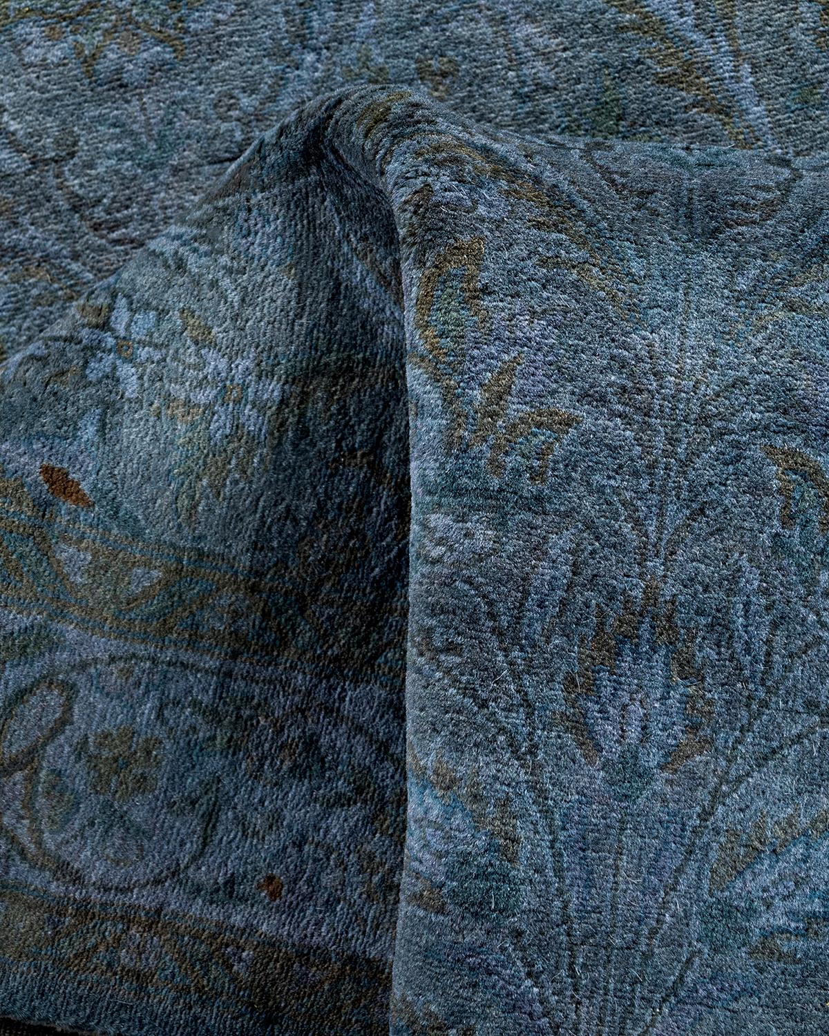 Traves de Mesa Contemporáneo Overdyed Hand Knotted Lana Gris en venta 2