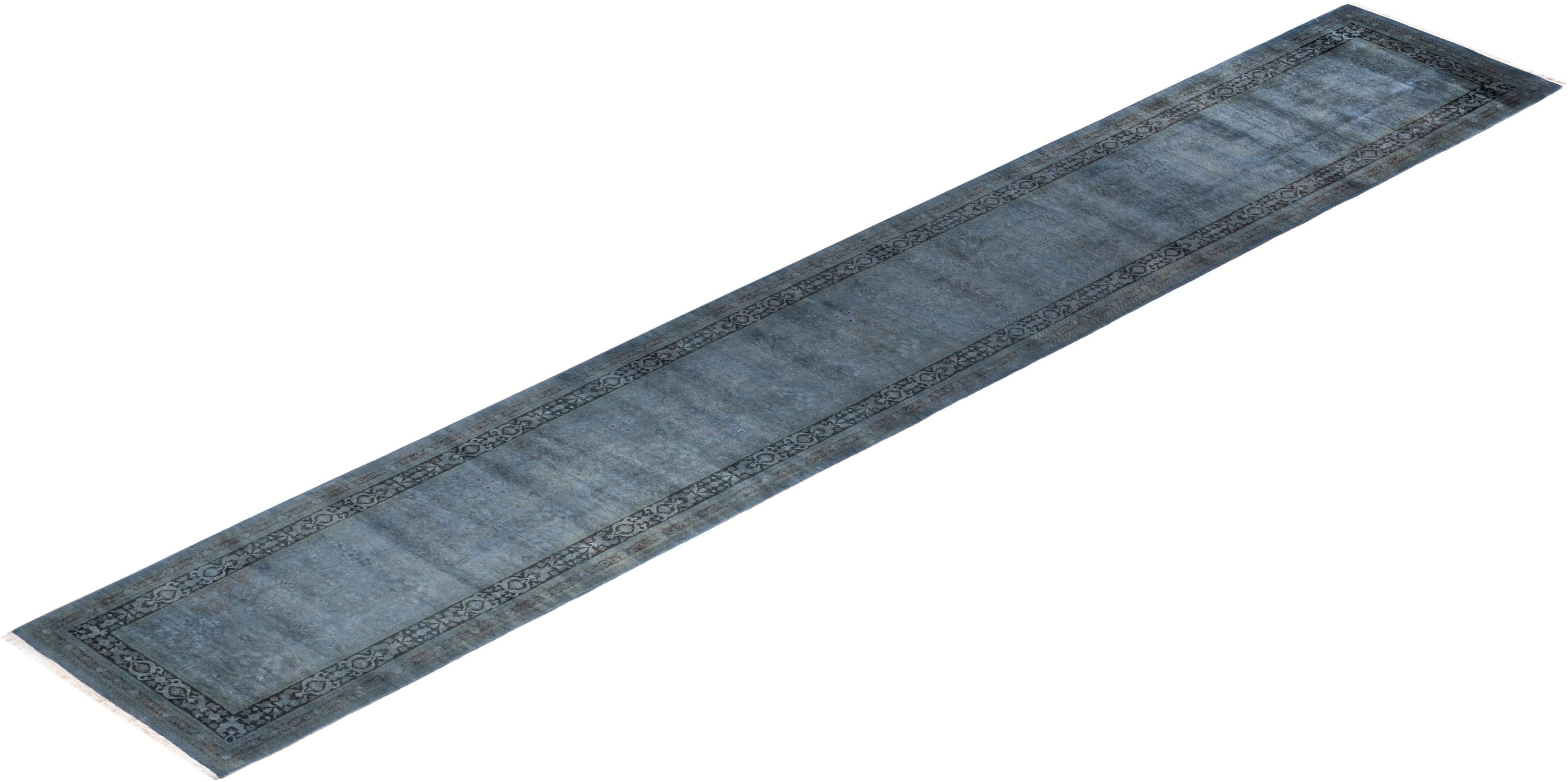 Traves de Mesa Contemporáneo Overdyed Hand Knotted Lana Gris en venta 3