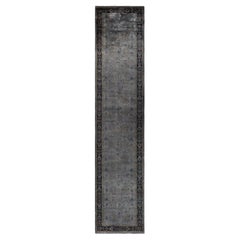 Contemporary Overdyed Hand Knotted Wool Gray Runner