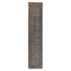 Contemporary Overdyed Hand Knotted Wool Gray Runner