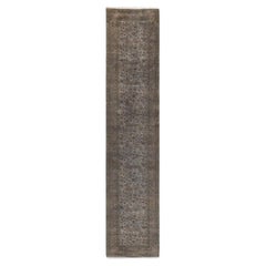 Contemporary Overdyed Hand Knotted Wool Gray Runner