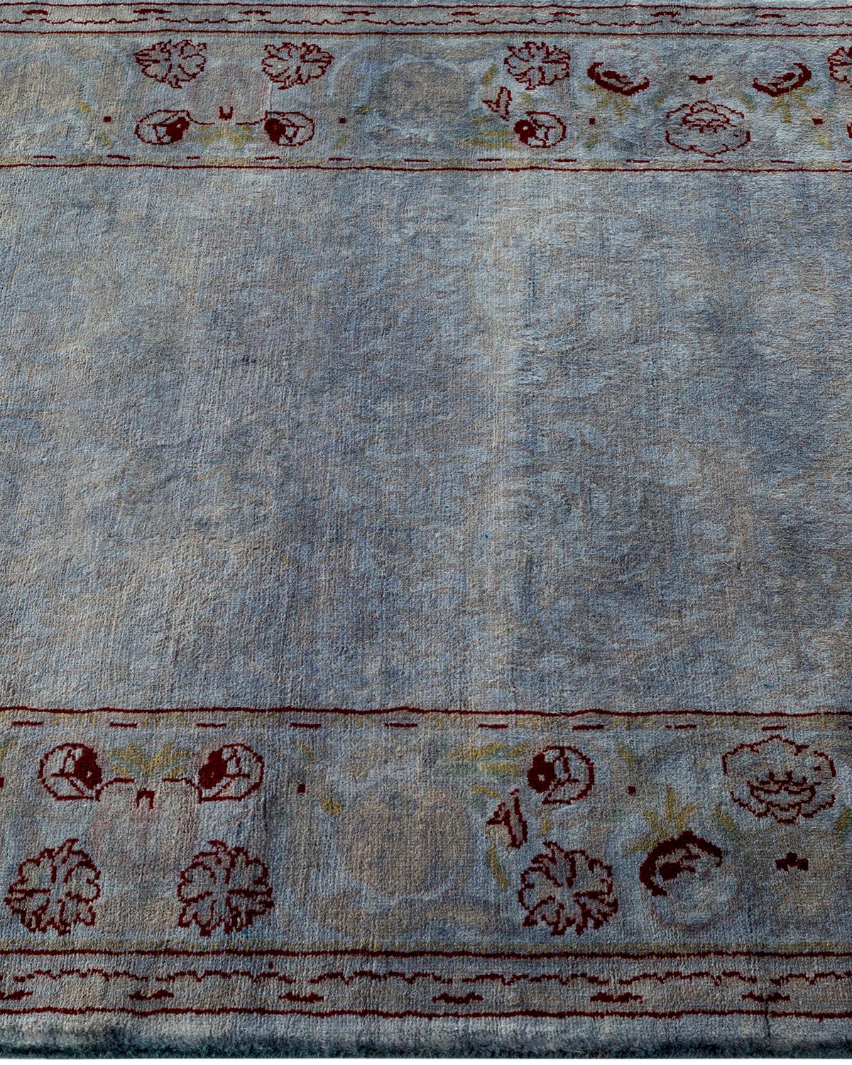 Contemporary Overdyed Hand Knotted Wool Gray Runner Rug In New Condition For Sale In Norwalk, CT