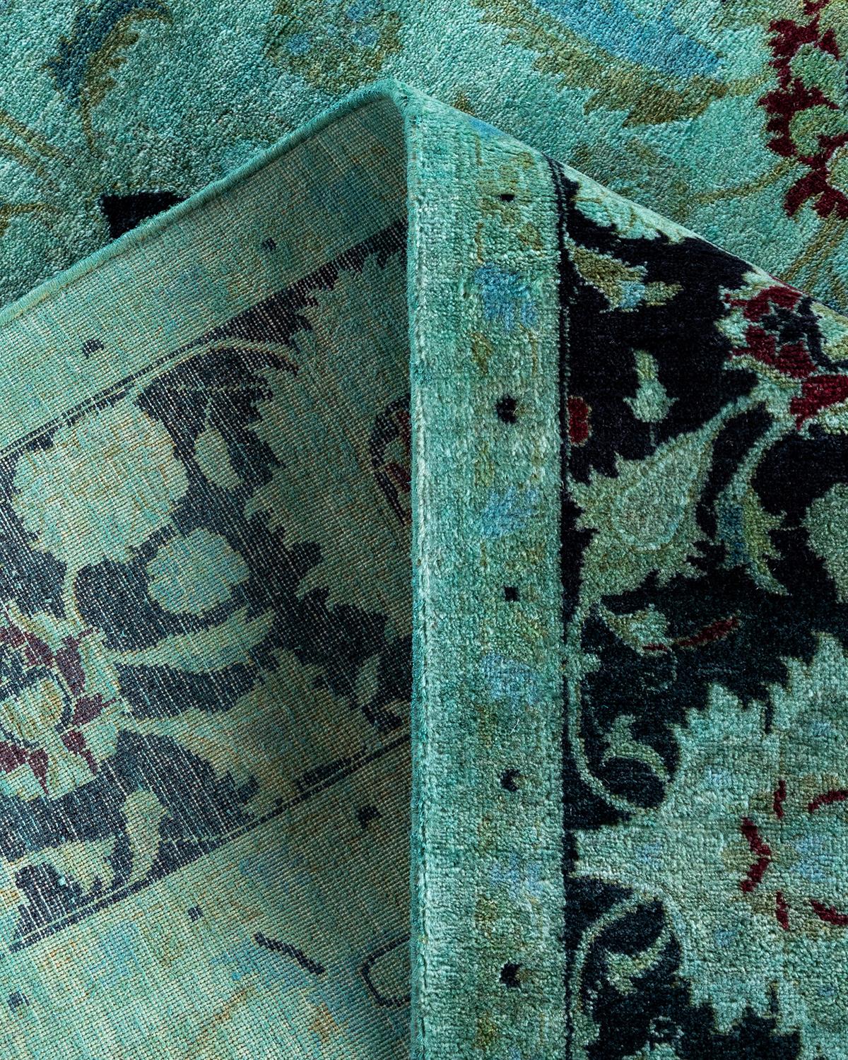 Lana Contemporary Overdyed Hand Knotted Wool Green Area Rug 4' 8
