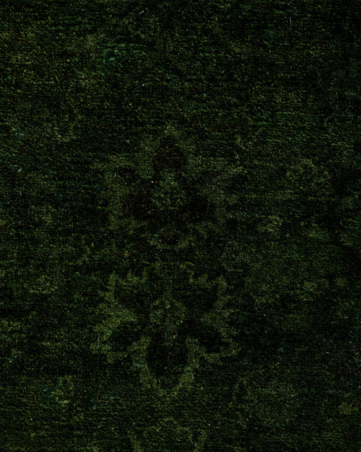 Pakistano Contemporary Overdyed Hand Knotted Wool Green Area Rug 5' 2