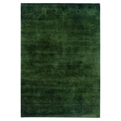 Contemporary Overdyed Hand Knotted Wool Green Area Rug 5' 2" x 7' 4"