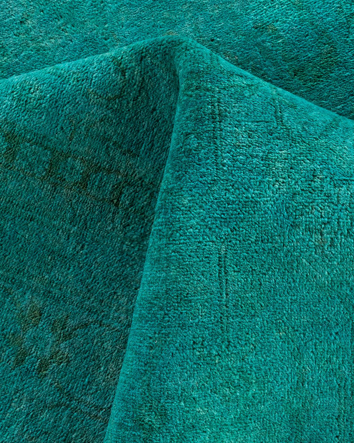 Alfombra de lana teñida a mano contemporánea verde 1,80 x 1,80 cm en venta 1