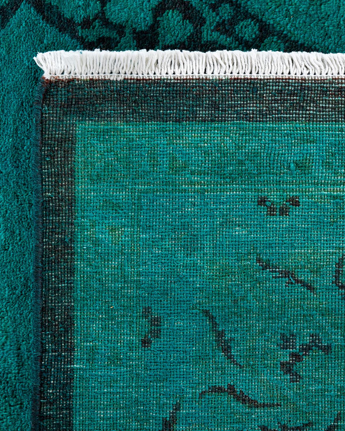 XXIe siècle et contemporain Contemporary Overdyed Hand Knotted Wool Green Area Rug 6' 2