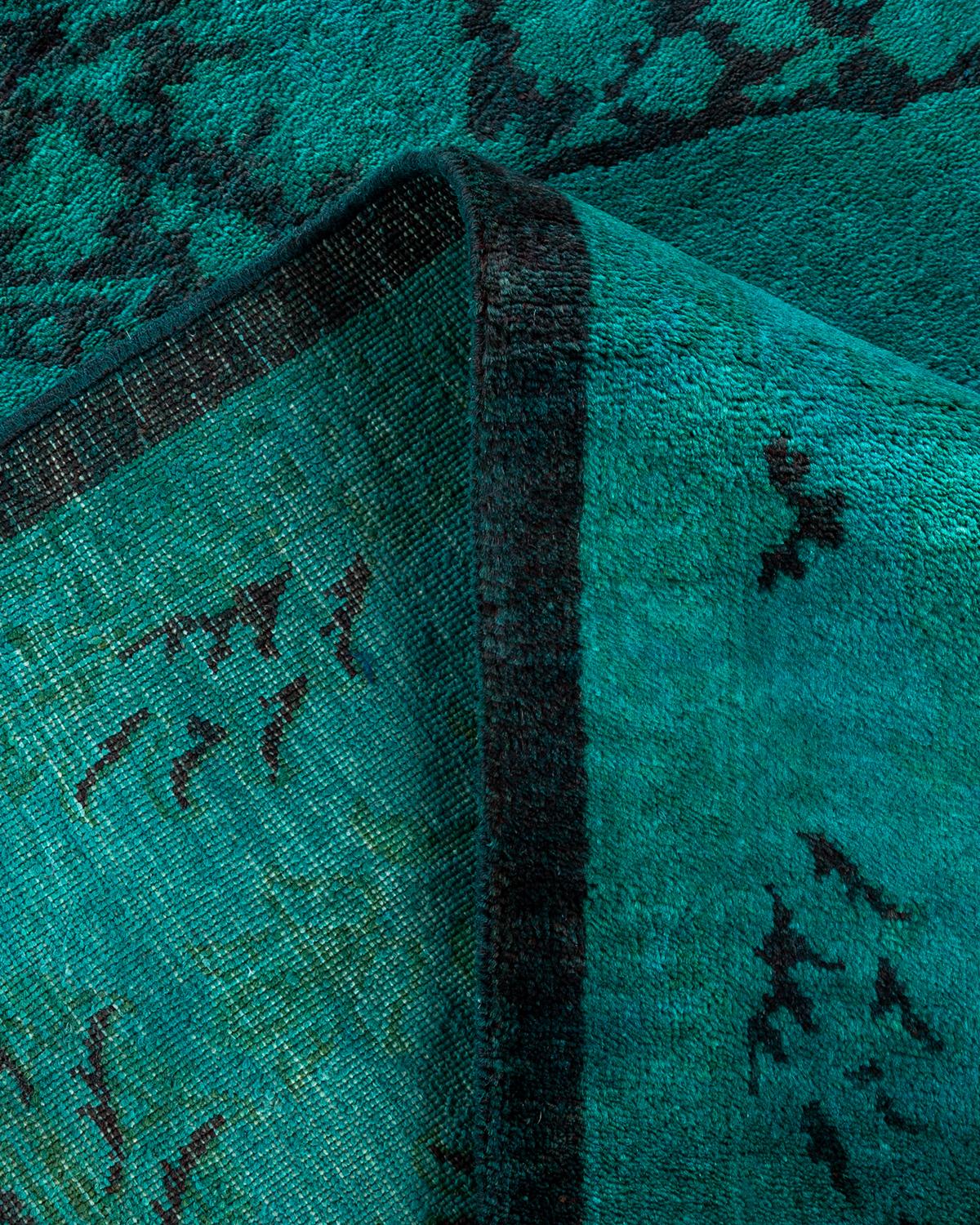 Laine Contemporary Overdyed Hand Knotted Wool Green Area Rug 6' 2