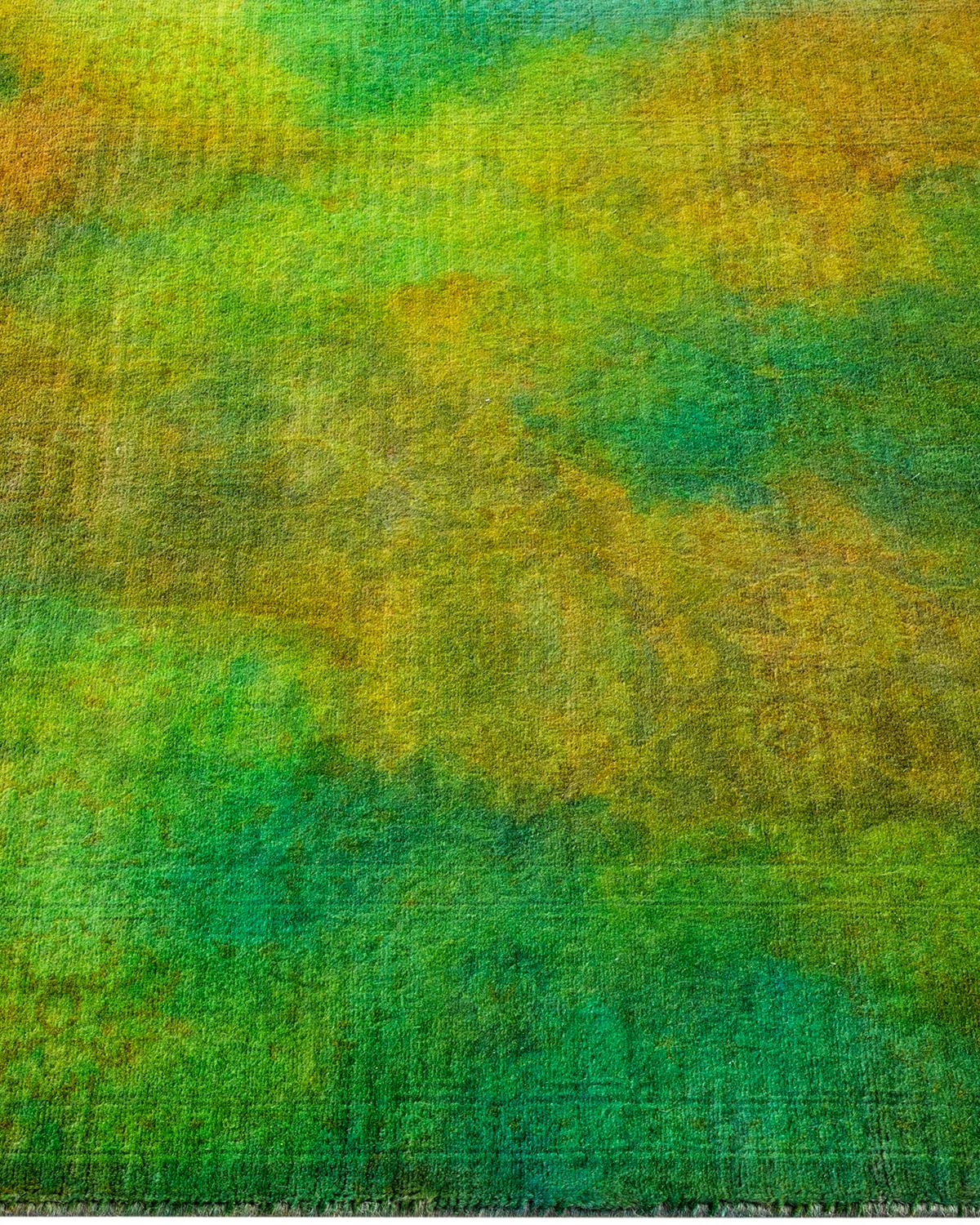 Contemporary Overdyed Handknotted Wool Green Area Rug im Zustand „Neu“ im Angebot in Norwalk, CT