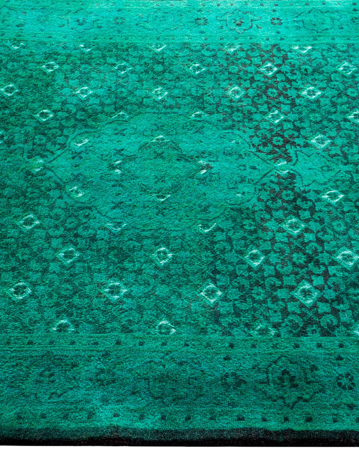 Contemporary Overdyed Hand Knots Rugs (Tappeto di lana verde) In condizioni Nuovo in vendita a Norwalk, CT