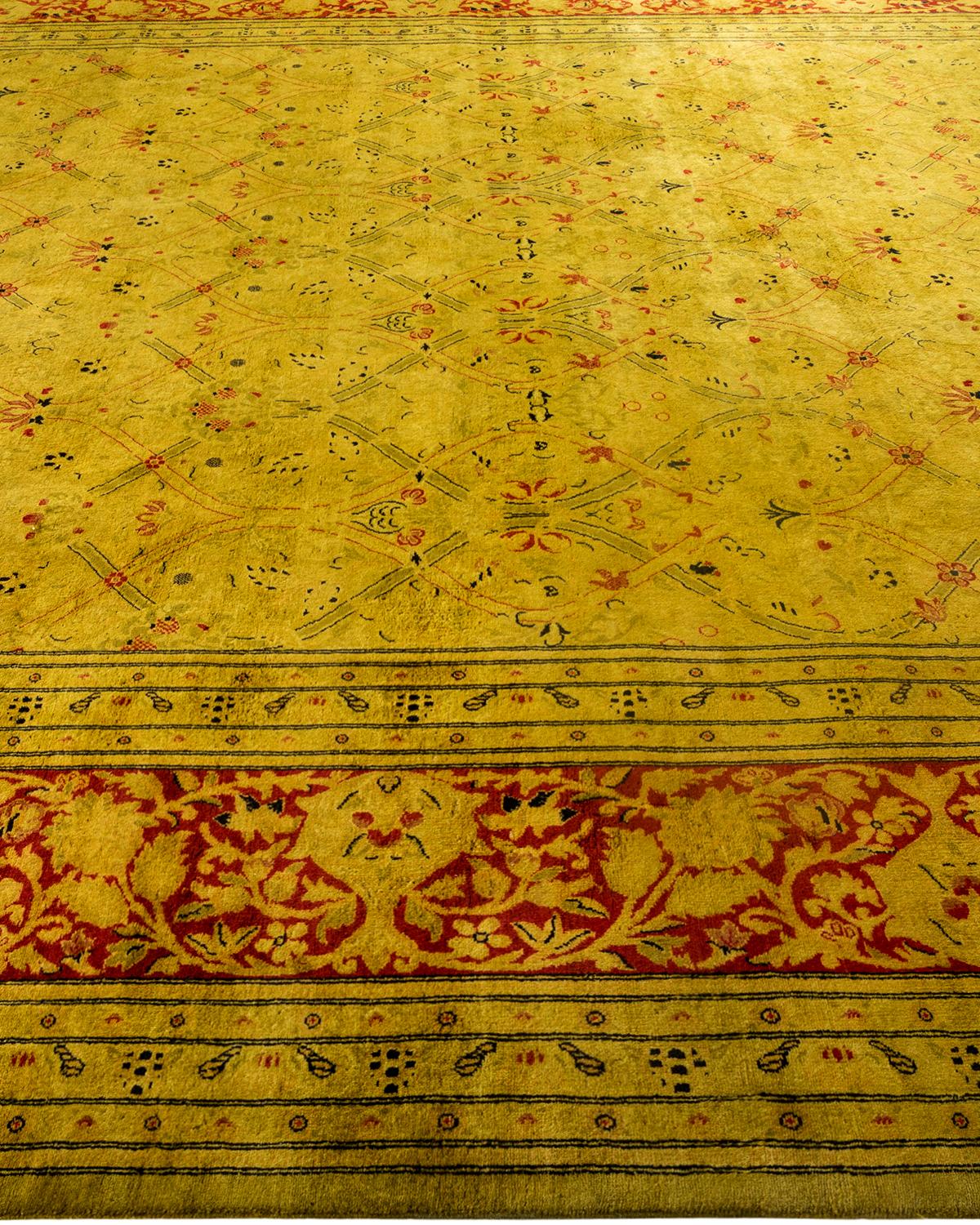 Contemporary Overdyed Hand Knotted Wool Green Area Rug (tapis en laine surteinte nouée à la main) Neuf - En vente à Norwalk, CT
