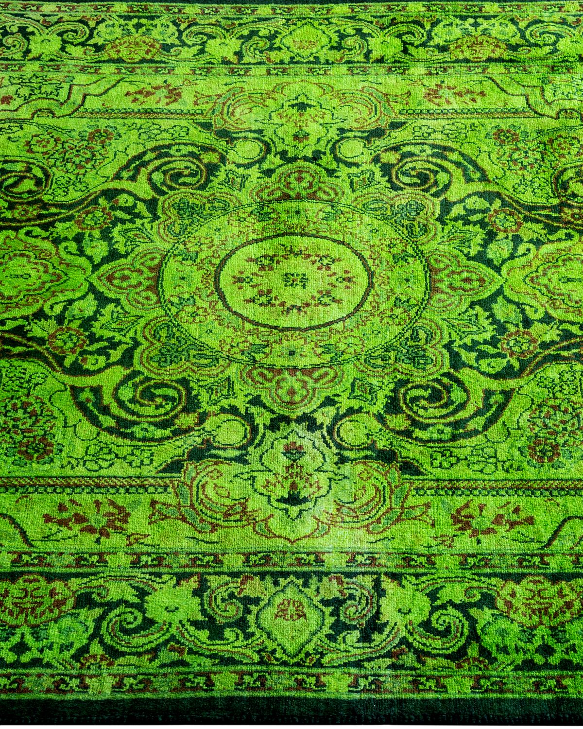 Contemporary Overdyed Handknotted Wool Green Area Rug im Zustand „Neu“ im Angebot in Norwalk, CT