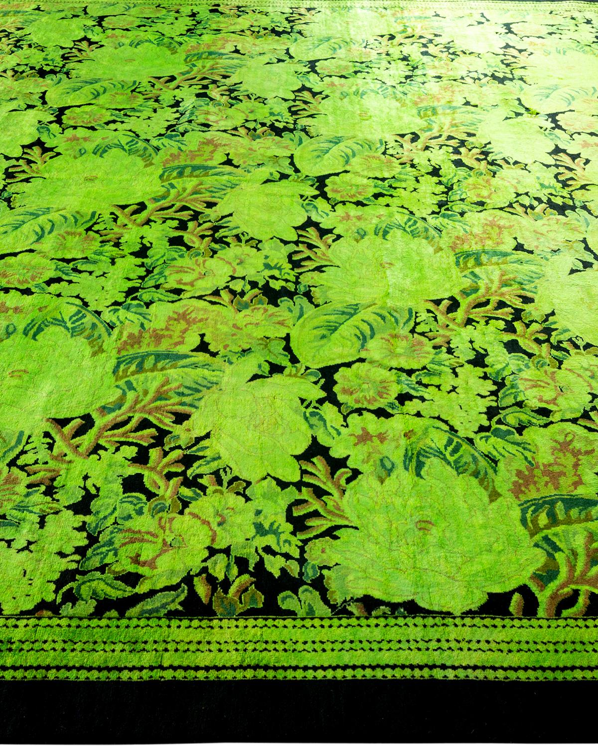 Contemporary Overdyed Handknotted Wool Green Area Rug im Zustand „Neu“ im Angebot in Norwalk, CT