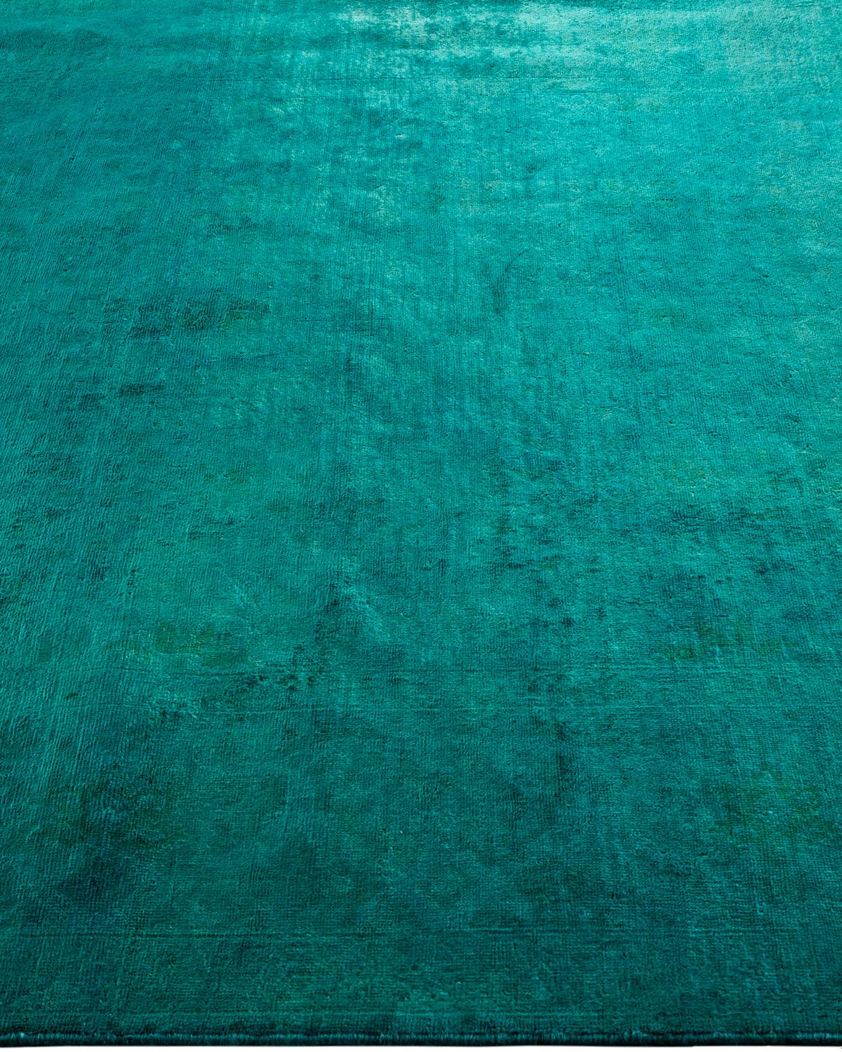 Alfombra de lana teñida a mano contemporánea verde en Nuevo estado para la venta en Norwalk, CT