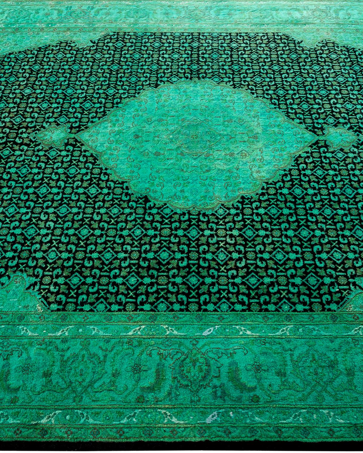 Contemporary Overdyed Hand Knots Rugs (Tappeto di lana verde) In condizioni Nuovo in vendita a Norwalk, CT