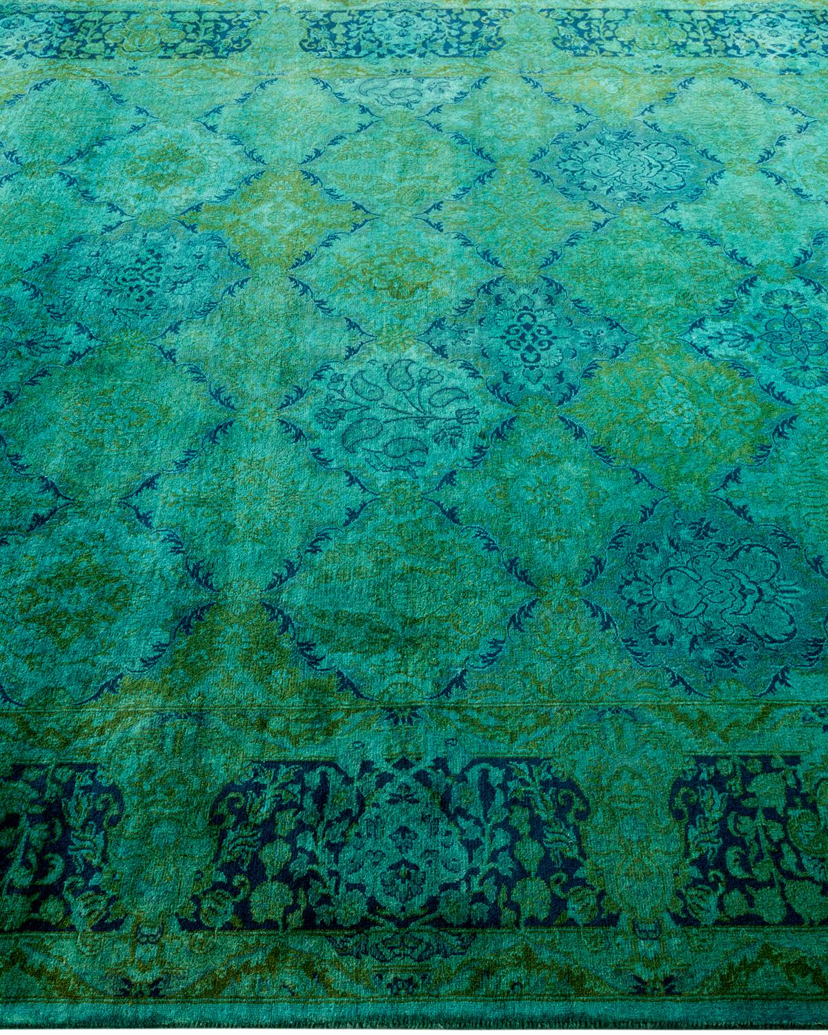 Contemporary Overdyed Handknotted Wool Green Area Rug im Zustand „Neu“ im Angebot in Norwalk, CT