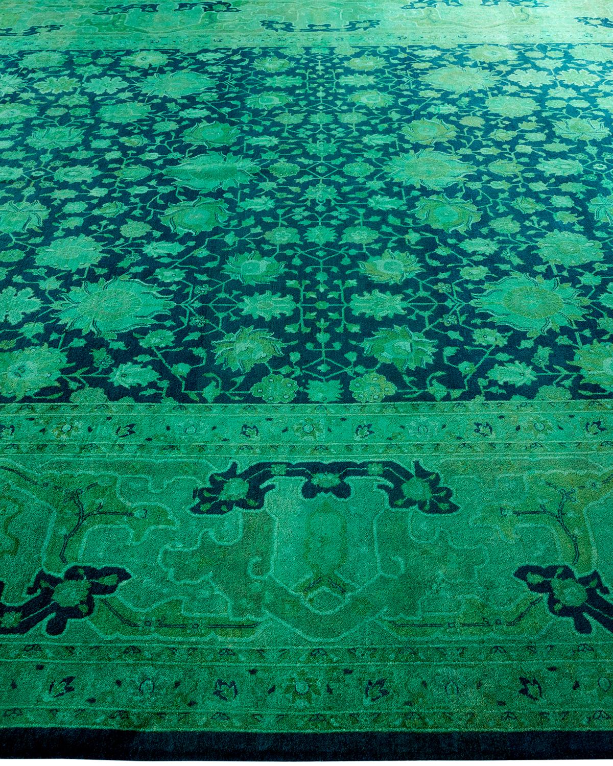 Contemporary Overdyed Hand Knots Rugs (Tappeto di lana verde) In condizioni Nuovo in vendita a Norwalk, CT