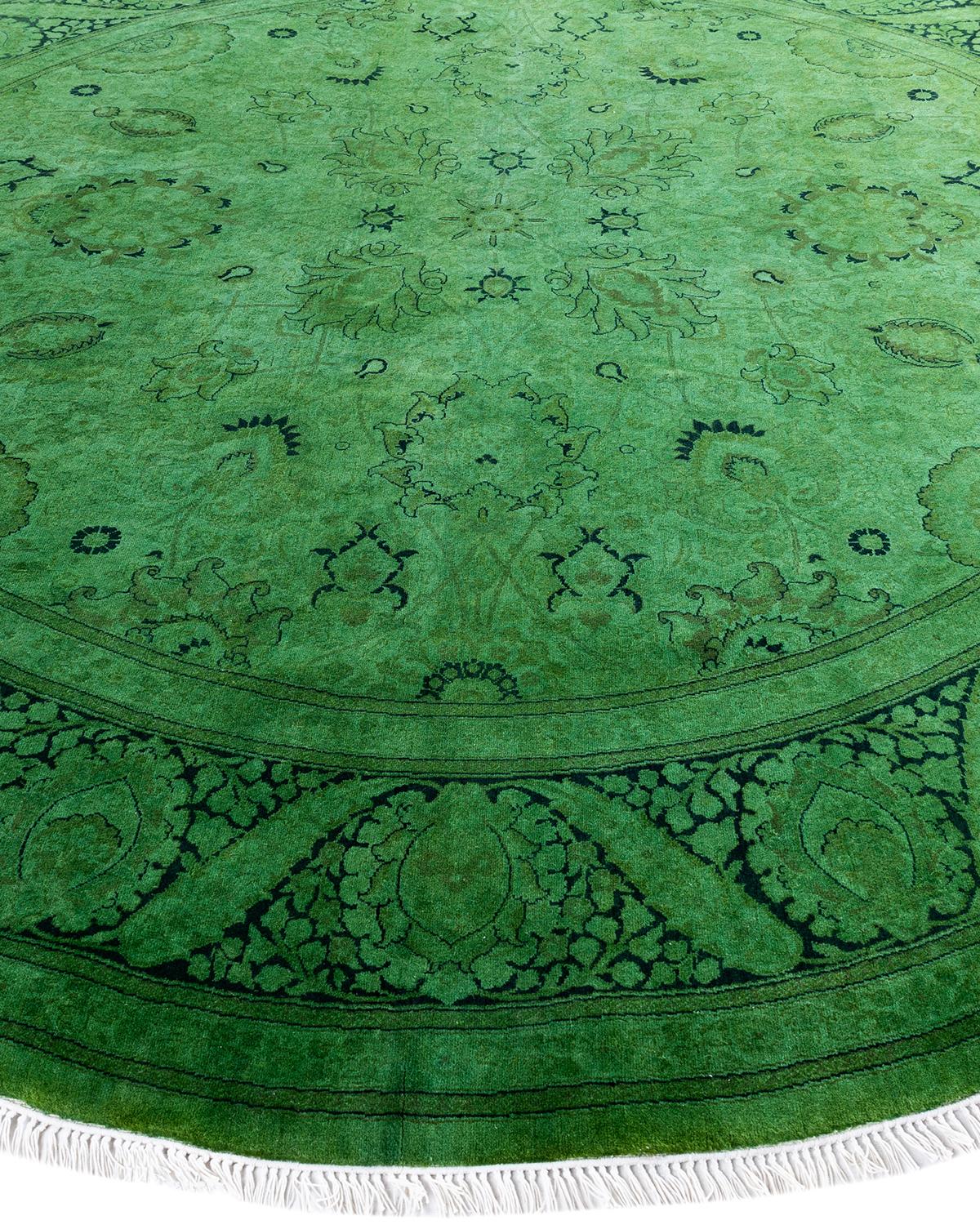 Alfombra de lana teñida a mano contemporánea verde en Nuevo estado para la venta en Norwalk, CT